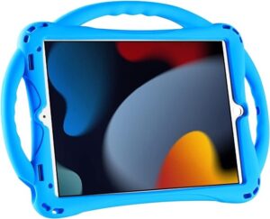iPad in blue flexible rubber case with handles 