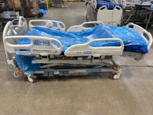 side view of a hospital bed laying flat