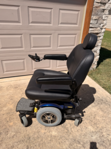 Side view of power chair.