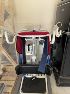 Close up of sit-to-stand device.